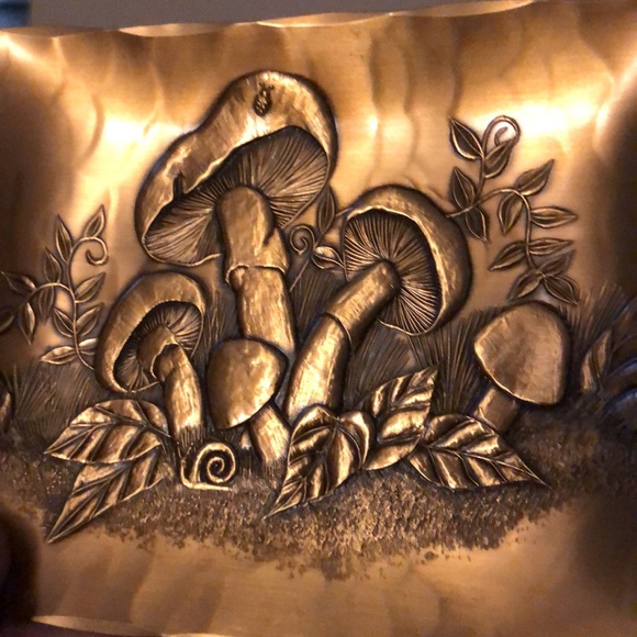 Vintage Wendell August Forge Solid Bronze Mushroom Mini Art Trays 5”X 4” - Picture 6 of 6